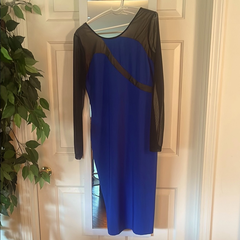 Elegant Blue and Black Dress